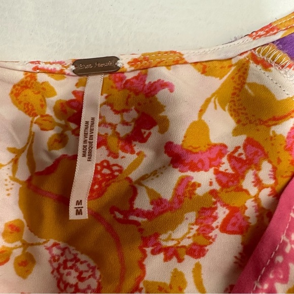 Free people Bohemian Floral Blouse with Purple Sleeves size M - Picture 6 of 7